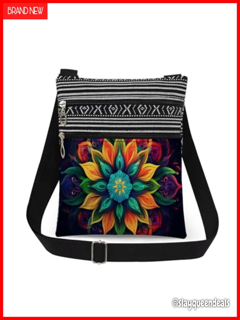 Polyester Crossbody Bag Adjustable Strap Double Zipper Organizer